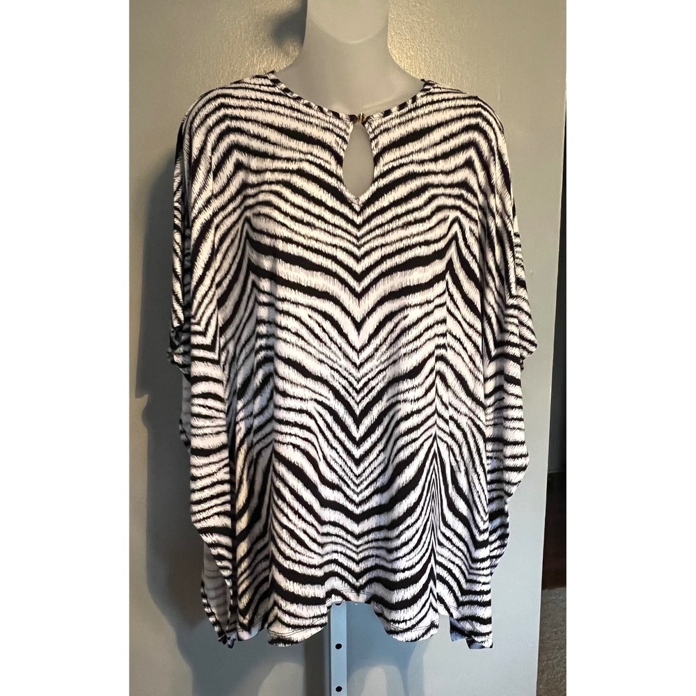 Michael Michael Kors Poncho Top Womens Size S Black White NWT Zebra Keyhole